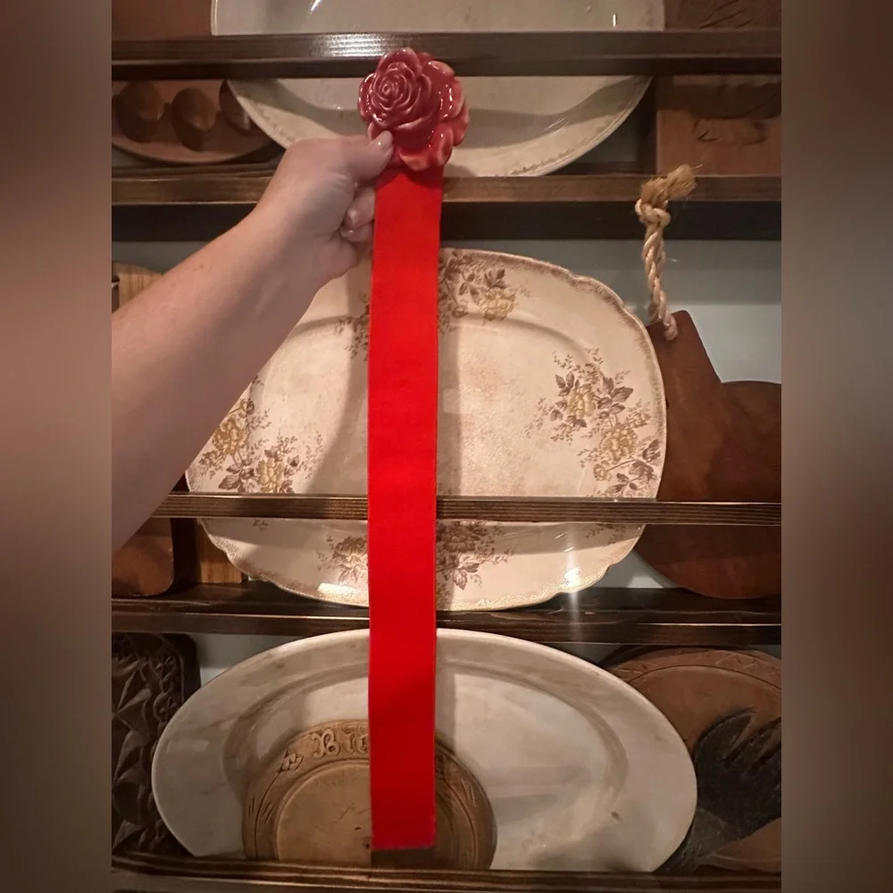 Vintage Red Floral Rose Stretchy Statement Belt